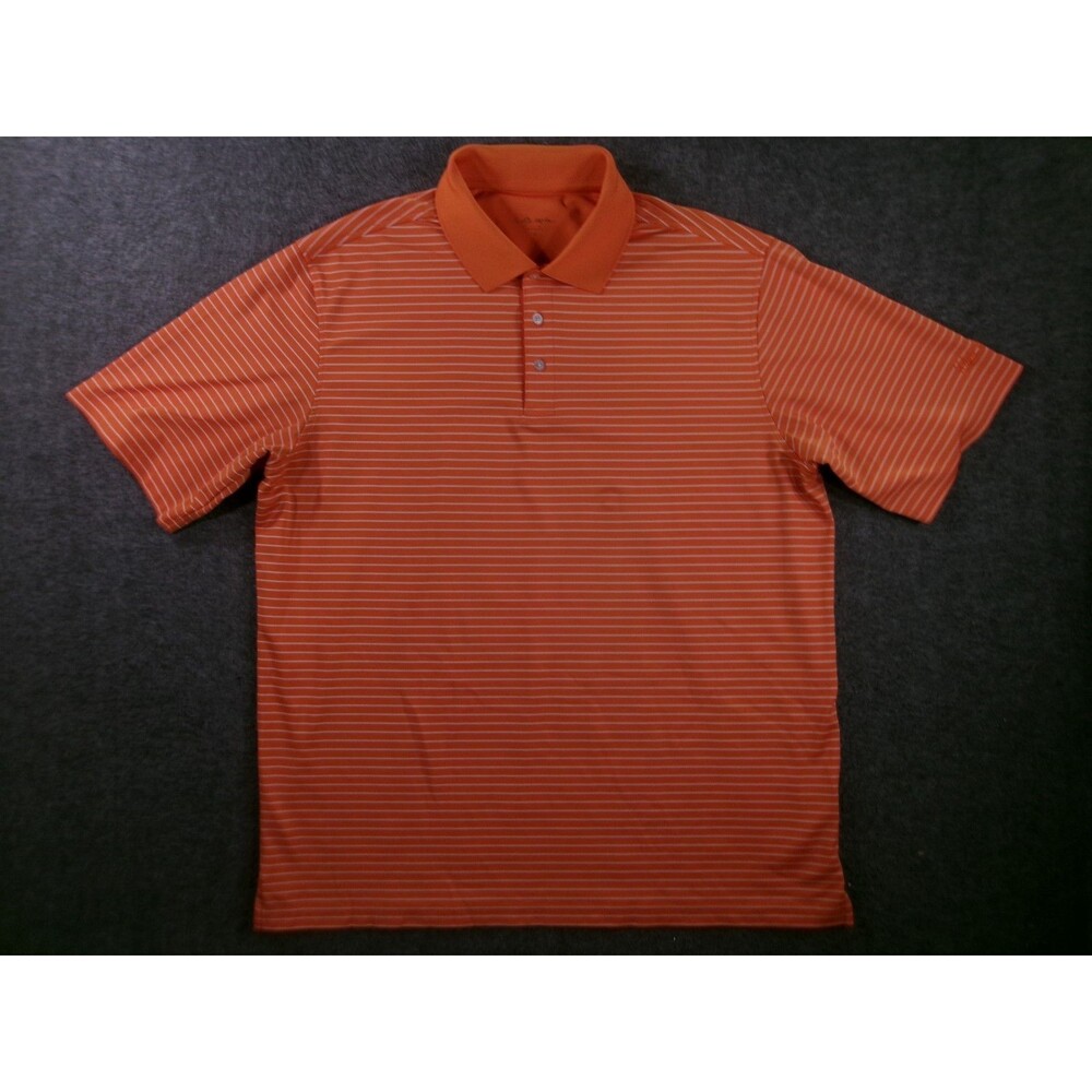 Walter Hagan Polo Shirt Mens XL Orange Stripped Performance Classic Casual Golf